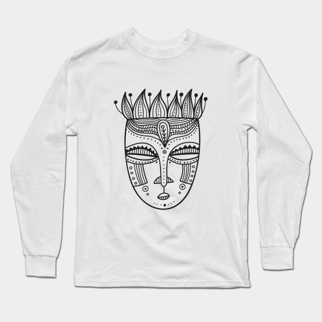 Tribal mask Black Long Sleeve T-Shirt by yuliia_bahniuk